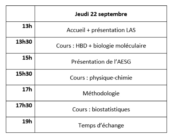 stage pré rentrée LAS